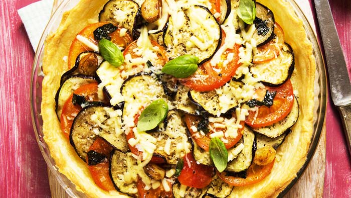 Tarte à l'aubergine, courgette et fromage de chèvre - Recette Special